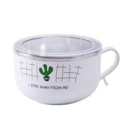 China Cactus Cartoon Minimalist Creative Pattern Design Cute Children's Tableware Food Supplement Bowl for sale