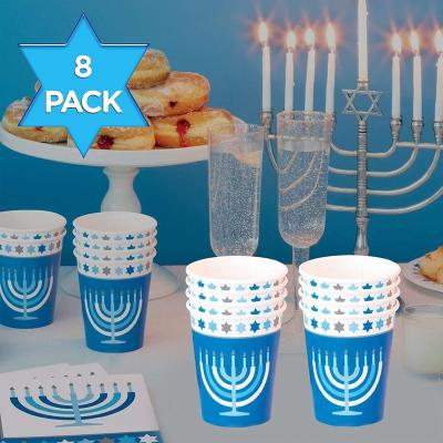 China Creative Happy Blue Party Children's Modern Acute Star Hanukkah Happiness Paper Plate Cup Disposable Napkin Set for sale