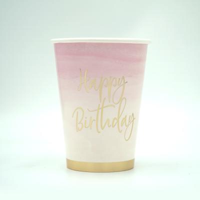 China Cheap Wholesale Disposable Custom Biodegradable Party Decoration Printing Beverage Anniversary Birthday Date Disposable Paper Cup for sale