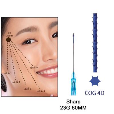 China Aprobación CE, hilo dentado con púas Cog 4D Sharp 19G 100mm glúteos v línea cara cuerpo elevación hilos PDO hilo dentado en venta