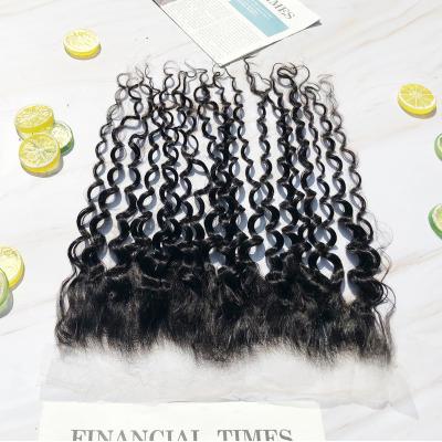 China Water Wave No Knit Natural Black Ocean Water Wave Virgin Hair 4*13 Lace Headband Not Easy Cut And Tangle For Lady Party for sale