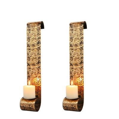 China Home Decoration Link Shape Candle Holder Set 2 Set Wall Extra Candle Holder Metal Holders Curvy Candle Holder For Religious Home Decoration for sale