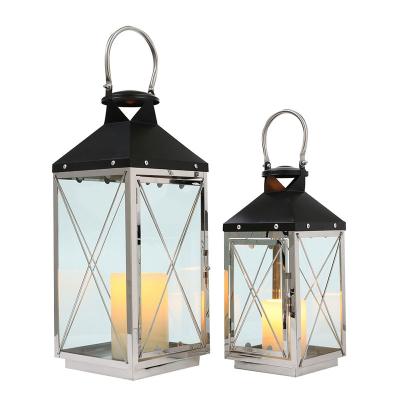 China Home Decoration JHY DESIGN Set Of 2 Vintage Style Decorative Stainless Steel Candle Lanterns 19