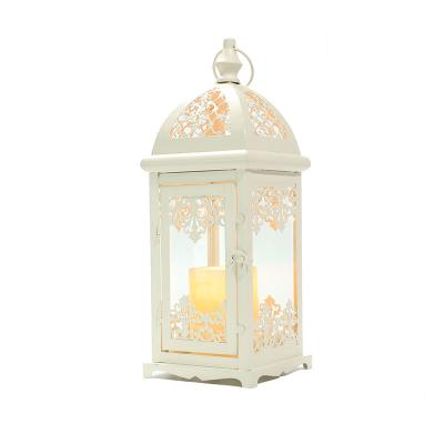 China Home Decoration White Candle Lanterns For Home And Wedding Decoration Metal And Glass Candle Holders Holders In India Wholesale Price for sale