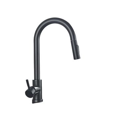 China Modern Black Kitchen Faucet Two Function Single Handle Pull Out Mixer Hot And Cold Water Faucets Deck Mounted for sale