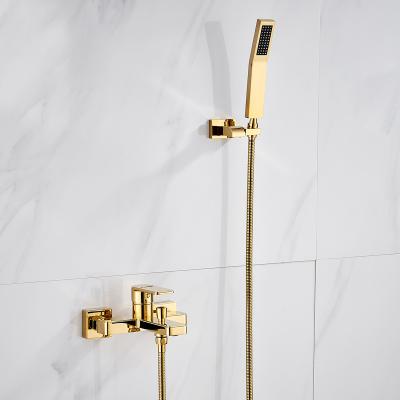 Cina Without Mixer Tap Gold Wall Mounted Single Handle Shower Water Faucet Bathroom Shower Set Wall Mounted Brass Faucet With Handhower Bracket in vendita