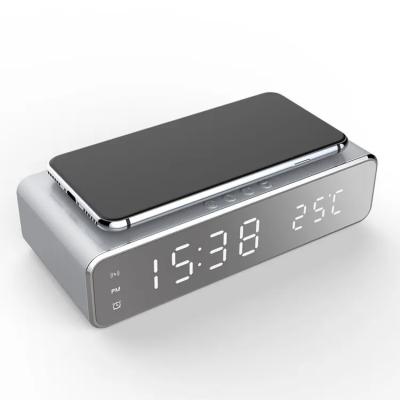 China Video Alarm Clock Speaker Control Wireless Charger Led Modern Digital Desktop Clock With Temperature for sale