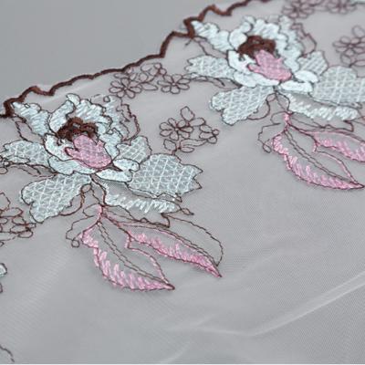 China High Quality Light Blue Water Soluble Embroidery Flower Taidian Lace Embroidery Water Soluble Lace For Make Clothes Mesh Lace Trimming for sale