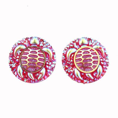 China Native Taidian Beaded Earring 100 PCS/BAG WholesaleJewelry Findings 25 Mm Round Turtle Resin Cabochon Sewing Flatback Rhinestone For Hand Crafted for sale