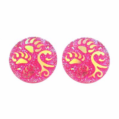 China Taidian Jewelry Findings 25MM Native Beaded Round Totem Resin Rhinestone Cabochon Earring 100PCS/BAG For Flat Back Handmade for sale