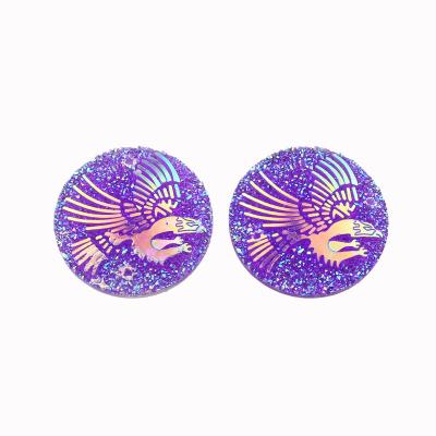 China Native Beaded Earring Findings 25MM Eagle Sew On Rhinestone Flat Back Round Resin Taidian Jewelry 100 PCS/BAG For Native Artist for sale