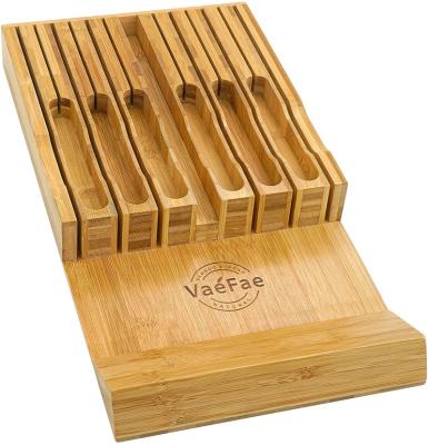 China Minimalist Knife Block In-Drawer Knife Drawer Bamboo Organizer Insert Kitchen Kni for sale