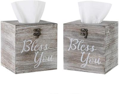 China Wooden Jorikchuo Bless You 2 Square Wooden Tissue Box Lid Tissue Box Lid Set for sale