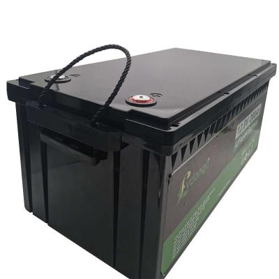 China Machine- Lifepo4 12V 300AH lithium battery pack with BMS&Iron box for RV/Solar/Golf/EV/Boat system for sale