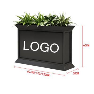 China Simply\Wholesale Large Rectangle Potted Plants Graceful Black Metal Planter Large Outdoor Plants Pot for sale