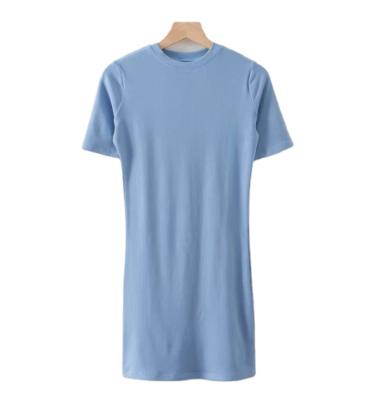 China OEM O Neck White Sleeve Custom Factory Price Anti-Static Short T-Shirt Dress Women for sale