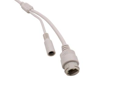 China IP67 waterproof RJ45 connector with 12V DC Jack POE IP Camera white cable, ODM/OEM welcome for sale