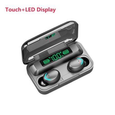 China Earbuds fones f9-5 HiFi earphone BT 2021 TWS 5.0 auriculares f9 earbuds with powerbank function led display for sale