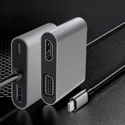 China ABS 4 in 1 type c with USB TYPE C usb type c hdtv vga hub for laptop for sale