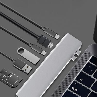 China ABS 7 in 1 multifunction type c to type c usb 2 x 2 x 2 hdtv sd tf usb hub 3.0 connector for laptop for sale