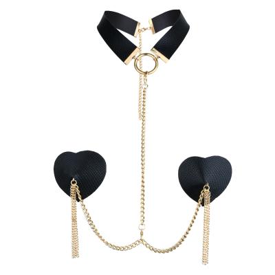 China Self Adhesive Nipple Cover Reusable Use Heart Shape Cute Nipple Cover With Necklace Chain Jewelry for sale