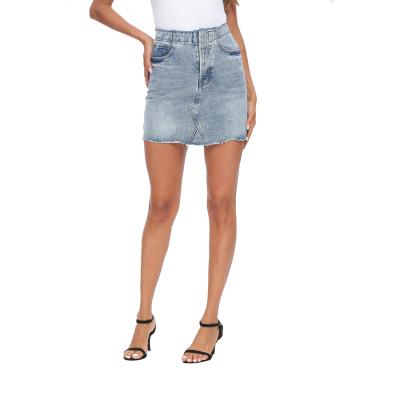 China Women's Summer Denim Simple Skirt Plus Size High Waist Straight Mini A Line Skirt for sale