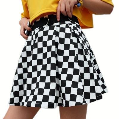 China Women's Short Skirt Black And White Waisted Checker Simple Hot Selling Fits The Edge Breathable High Waisted Large for sale