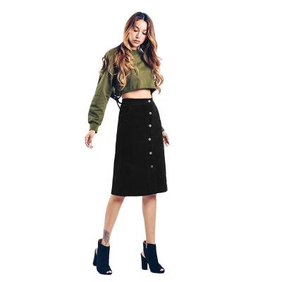 China Women's autumn and winter corduroy skirt breathable multi-button high waist a-line skirt for sale