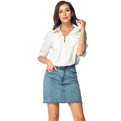 China High Waist Women's Straight A-line Skirt Summer Breathable Plain Denim Mini Skirt for sale