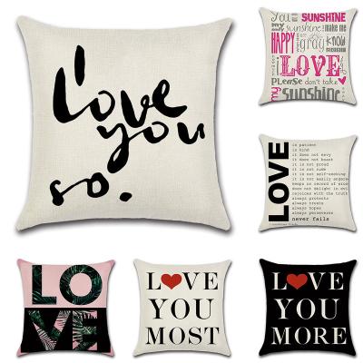 China Simply Love I Love You More Decorative Pillow Case Polyester Cushion Cover 18x18 Home Decor Cushion Cover Decoration for sale