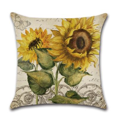 China Wholesale Decorative Sunflower Sunflower Polyester Case Cushion Cover Single Home Decorative Sofa Pillow Covers 18*18 Inches for sale