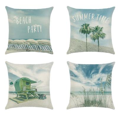 China New Simple Beach Palm Pattern Cushion Cover Design Tile Case Cover for sale