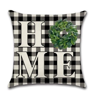 China Simple HOME and Love Plaid Proverbs Cushion Cover Mudcloth Pillow Cover Single Sided Digital Printing for sale