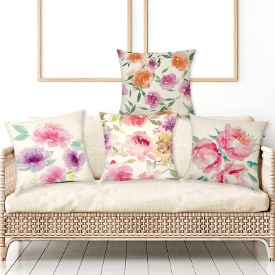 China Cushion Cover Flowers Tropical Leaves Pattern Pillow Cover Spring Summer Home Decoration Cushion Covers for sale