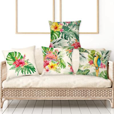 China Cushion Cover Tropical Plant Flowers Leaves Decorative Flamingo Pillow Covers Pillow Case Summer Cushion Cover for sale