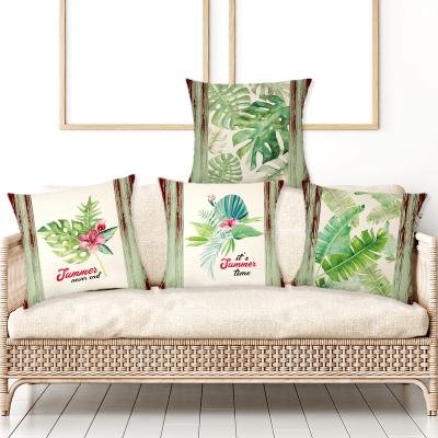 China Cushion Cover Tropical Palm Leaves Pattern Tile Cover Summer Pillow Case Home Cushion Covers for sale