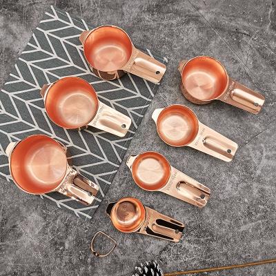 China Stocked Gold and Rose Gold Baking Measuring Powder stainless steel cup&spoon measuring set for sale