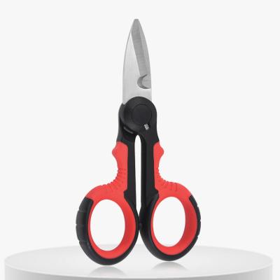 China Heavy Duty Sharp Blades & Soft Handle Stainless Steel Scissors &Cutters Stainless Steel Rubber Electrician Shears Electrician Shears for sale