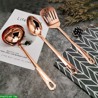 China Viable Style Rose Gold and Ins Gold Notched Turner Soup Ladle Spoon Whisk for Kitchen Accessories and Tool Kitchen Utensils for sale