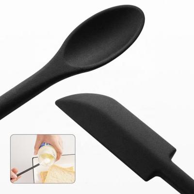 China Kitchen Viable Cream Tools Non-Stick Butter Scrapers Get Every Drop Mini Thin Pot Silicone Soft Cooking Spatula Spoon Brush for sale