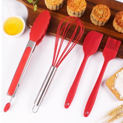 China 4PCS Stocked Set Tools Silicone Tongs Spatula Brush Egg Beater Kitchen Baking Accessories for sale