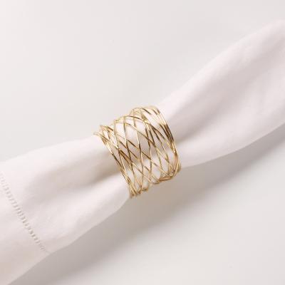 China Stocked Wedding Decoration Dining Room Use Metal Round Stainless Steel Gold Table Napkin Rings for sale