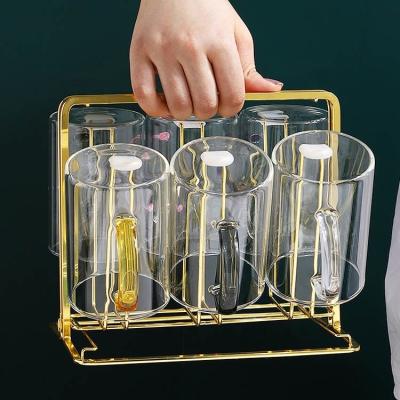 China High Quality Kitchen Metal Cup Holder/Gold Iron Wire Glass Cup Holder Rack Shelf for sale