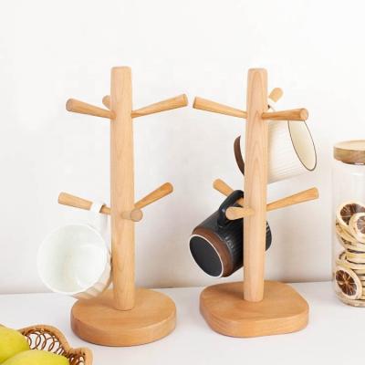 China Universal Wooden Kitchen Fashion Design Coffee Cup Storage Rack Drying Tree Non-Folding Removable Wooden Rack Rack for sale