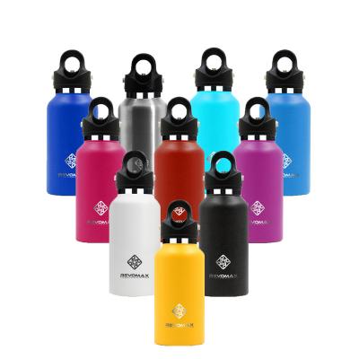 China Custom Logo PORTABLE 12oz Powder Coated Wide Mouth Thermos Double Wall Vacuum Insulated Stainless Steel Water Bottle for sale