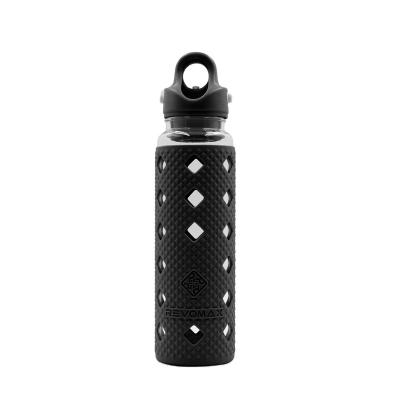 China 16oz Leak Proof Viable BPA Free Glass Water Bottle With Silicone Sleeve Drink Water Glass Cup For Gym Fitness And Outdoor Sports Water for sale