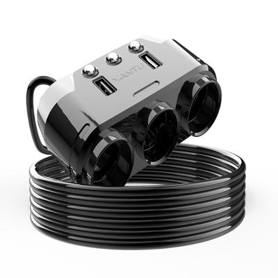 China YANTU B39 Camión 12V-24V Socket Extension Cord con cargador USB doble de 3 vías y interruptor negro en venta