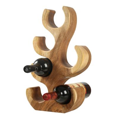 China Sustainable Living Room Furniture Solid Wood Tree Shape Wine Racks Sleek And Chic Coral Countertops for sale