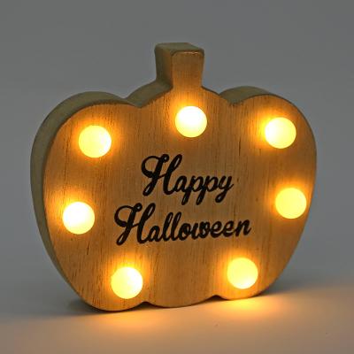 China Home Decoration Wooden Table Stand Halloween Decoration Pumpkin Halloween Light Led Ghost Star for sale