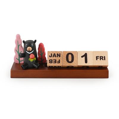 China New Advent Christmas Table Calendar Wooden Perpetual Block Calendar Unique Wooden Desktop Perpetual Desktop Decoration for sale